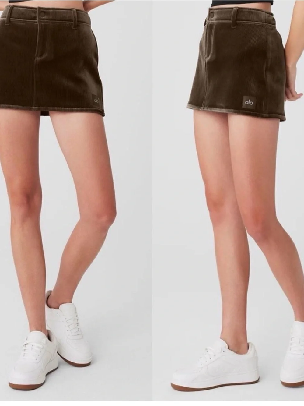 ALO Yoga Corduroy Mini Skirt in Deep Brown